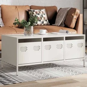 Mesa de centro acero laminado en frío blanco 101,5x50x43,5 cm by , Coffee table - Ref: Foro24-851273, Price: 110,56 €, Discou...