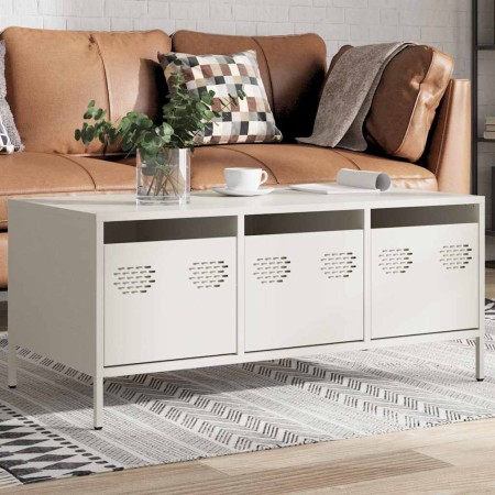 Mesa de centro acero laminado en frío blanco 101,5x50x43,5 cm by , Coffee table - Ref: Foro24-851273, Price: 111,57 €, Discou...