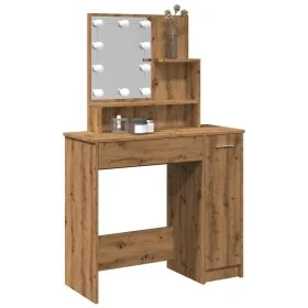 Tocador con luces LED roble artisan 86,5x35x136 cm de , Mesas - Ref: Foro24-857024, Precio: 120,49 €, Descuento: %