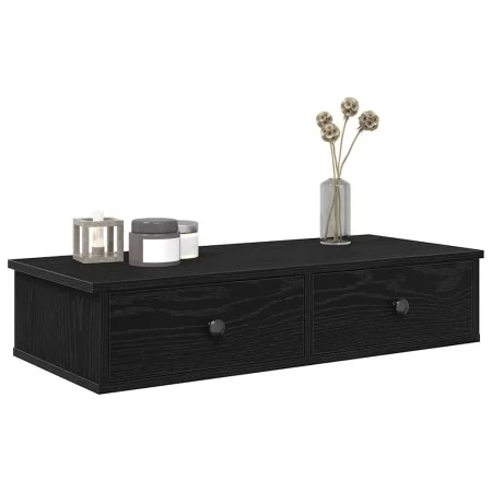 Estante de pared con cajones de madera contrachapada negro de , Estantes y estanterías - Ref: Foro24-859951, Precio: 57,83 €,...