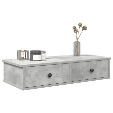 Estante de pared con cajones madera contrachapada gris hormigón von , Regale und Regale - Ref: Foro24-859953, Preis: 53,60 €,...