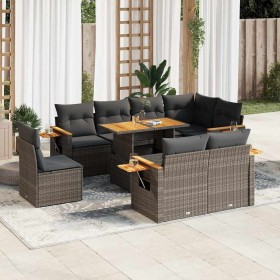 Set sofás jardín y cojines 9 pzas ratán sintético acacia gris von , Gartensets - Ref: Foro24-3327616, Preis: 651,22 €, Rabatt: %