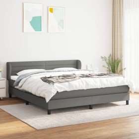 Cama box spring con colchón tela gris oscuro 160x200 cm Cama box spring con colchón tela gris oscuro 160x200 cm