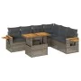 Set sofás jardín y cojines 7 pzas ratán sintético acacia gris by , Garden sets - Ref: Foro24-3327609, Price: 483,35 €, Discou...