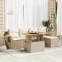 Set sofás jardín y cojines 6 pzas ratán sintético acacia beige by , Garden sets - Ref: Foro24-3327586, Price: 472,02 €, Disco...