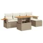 Set sofás jardín y cojines 6 pzas ratán sintético acacia beige by , Garden sets - Ref: Foro24-3327586, Price: 472,02 €, Disco...
