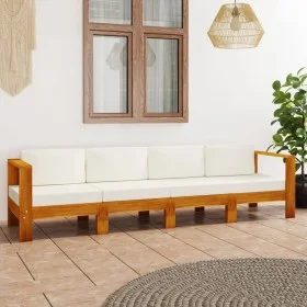 4-seater garden sofa with cream cushion in solid acacia wood by vidaXL, Garden sets - Ref: Foro24-3057928, Price: 480,75 €, D...