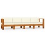4-seater garden sofa with cream cushion in solid acacia wood by vidaXL, Garden sets - Ref: Foro24-3057928, Price: 498,18 €, D...