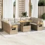 Set sofás jardín y cojines 10 pzas ratán sintético acacia beige by , Garden sets - Ref: Foro24-3327642, Price: 742,61 €, Disc...