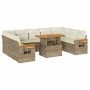 Set sofás jardín y cojines 10 pzas ratán sintético acacia beige by , Garden sets - Ref: Foro24-3327642, Price: 742,61 €, Disc...