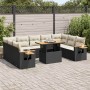 Set sofás jardín y cojines 10 pzas ratán sintético acacia negro by , Garden sets - Ref: Foro24-3327640, Price: 648,14 €, Disc...