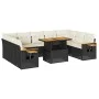 Set sofás jardín y cojines 10 pzas ratán sintético acacia negro by , Garden sets - Ref: Foro24-3327640, Price: 637,67 €, Disc...