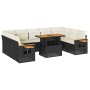 Set sofás jardín y cojines 10 pzas ratán sintético acacia negro by , Garden sets - Ref: Foro24-3327640, Price: 648,14 €, Disc...