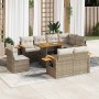 Set sofás jardín y cojines 9 pzas ratán sintético acacia beige by , Garden sets - Ref: Foro24-3327614, Price: 745,80 €, Disco...