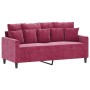 Juego de sofás con cojines 3 piezas terciopelo rojo tinto von , Sofas - Ref: Foro24-3201714, Preis: 480,85 €, Rabatt: %