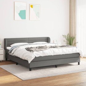 Cama box spring con colchón tela gris oscuro 180x200 cm Cama box spring con colchón tela gris oscuro 180x200 cm