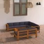 Muebles de jardín 8 pzas con cojines gris oscuro madera acacia de vidaXL, Conjuntos de jardín - Ref: Foro24-3057958, Precio: ...