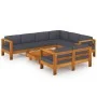 Muebles de jardín 8 pzas con cojines gris oscuro madera acacia de vidaXL, Conjuntos de jardín - Ref: Foro24-3057958, Precio: ...
