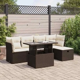 Set sofás de jardín 6 piezas y cojines ratán sintético marrón by , Garden sets - Ref: Foro24-3327773, Price: 423,15 €, Discou...