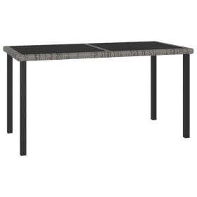 Mesa de comedor para jardín ratán sintético gris 140x70x73 cm