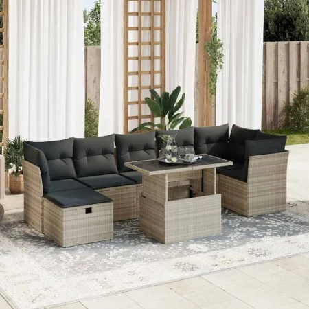 Set de sofás de jardín 8 pzas y cojines ratán sintético gris by , Garden sets - Ref: Foro24-3327792, Price: 617,74 €, Discoun...