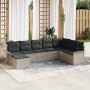Conjunto de sofá de jardín con cojín 8 pcs Gris claro Poliratán