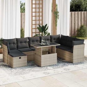 Set muebles jardín 9 pzas y cojines ratán sintético gris claro von , Gartensets - Ref: Foro24-3327802, Preis: 642,34 €, Rabat...
