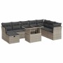 Set muebles jardín 9 pzas y cojines ratán sintético gris claro de , Conjuntos de jardín - Ref: Foro24-3327802, Precio: 642,34...