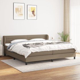 Cama box spring con colchón tela gris taupe 200x200 cm Cama box spring con colchón tela gris taupe 200x200 cm