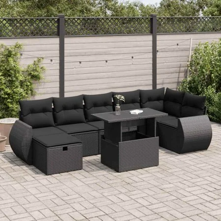 Set de sofás de jardín y cojines 8 piezas ratán sintético negro by , Garden sets - Ref: Foro24-3327905, Price: 543,33 €, Disc...