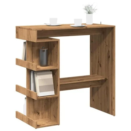 Mesa bar con estante almacenaje roble artisan 100x50x101,5 cm by , Kitchen and dining tables - Ref: Foro24-856759, Price: 99,...