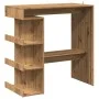 Mesa bar con estante almacenaje roble artisan 100x50x101,5 cm by , Kitchen and dining tables - Ref: Foro24-856759, Price: 99,...