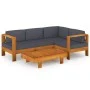 5 Stück Gartenmöbel mit dunkelgrauen Kissen Akazienholz von vidaXL, Gartensets - Ref: Foro24-3057951, Preis: 660,47 €, Rabatt: %