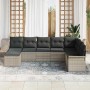 Conjunto de sofá de jardín con cojín 8 pcs Gris claro Poliratán