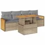 Set sofás jardín y cojines 5 pzas ratán sintético acacia beige by , Garden sets - Ref: Foro24-3327657, Price: 368,94 €, Disco...
