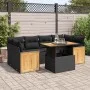 Set sofás jardín y cojines 7 pzas ratán sintético acacia negro by , Garden sets - Ref: Foro24-3327674, Price: 513,15 €, Disco...