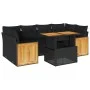 Set sofás jardín y cojines 7 pzas ratán sintético acacia negro by , Garden sets - Ref: Foro24-3327674, Price: 513,15 €, Disco...