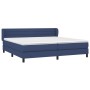 Cama box spring con colchón tela azul 200x200 cm
