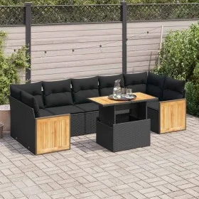 Set sofás jardín y cojines 8 pzas ratán sintético acacia negro von , Gartensets - Ref: Foro24-3327681, Preis: 548,29 €, Rabat...