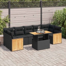 Set sofás jardín y cojines 8 pzas ratán sintético acacia negro von , Gartensets - Ref: Foro24-3327681, Preis: 546,94 €, Rabat...