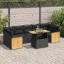 Set sofás jardín y cojines 8 pzas ratán sintético acacia negro by , Garden sets - Ref: Foro24-3327681, Price: 548,29 €, Disco...