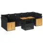Set sofás jardín y cojines 8 pzas ratán sintético acacia negro by , Garden sets - Ref: Foro24-3327681, Price: 548,29 €, Disco...