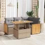 Set sofás jardín y cojines 5 pzas ratán sintético acacia beige by , Garden sets - Ref: Foro24-3327706, Price: 393,07 €, Disco...