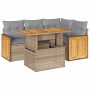 Set sofás jardín y cojines 5 pzas ratán sintético acacia beige by , Garden sets - Ref: Foro24-3327706, Price: 380,65 €, Disco...