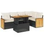Set sofás jardín y cojines 6 pzas ratán sintético acacia negro by , Garden sets - Ref: Foro24-3327710, Price: 424,89 €, Disco...