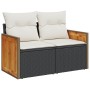 Set sofás jardín y cojines 6 pzas ratán sintético acacia negro by , Garden sets - Ref: Foro24-3327710, Price: 423,90 €, Disco...