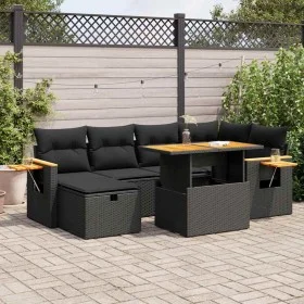 Set de sofás de jardín y cojines 8 piezas ratán sintético negro by , Garden sets - Ref: Foro24-3328133, Price: 518,13 €, Disc...