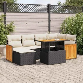 Set sofás jardín y cojines 8 pzas ratán sintético acacia negro by , Garden sets - Ref: Foro24-3327731, Price: 466,03 €, Disco...