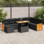 Set sofás jardín y cojines 7 pzas ratán sintético acacia negro by , Garden sets - Ref: Foro24-3327744, Price: 586,57 €, Disco...