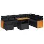 Set sofás jardín y cojines 7 pzas ratán sintético acacia negro by , Garden sets - Ref: Foro24-3327744, Price: 580,29 €, Disco...